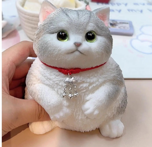 Lovely gray and white cat Silicone Squishy Kitty（JEFF)