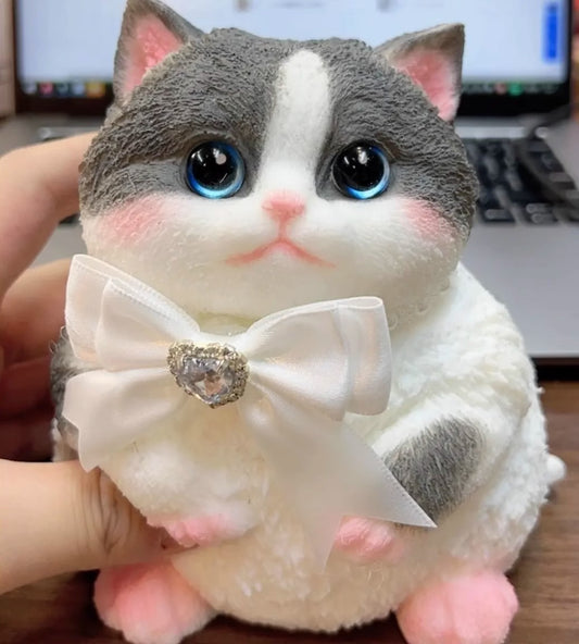 Lovely gray and white cat Silicone Squishy Kitty（lily)